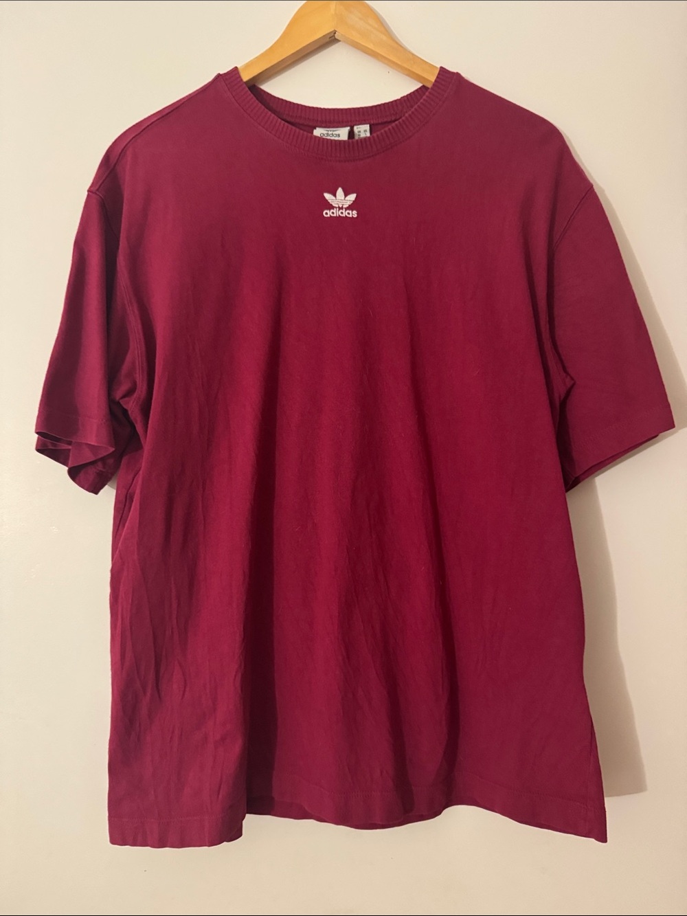 Adidas Originals Loose T-Shirt Burgundy with White Trefoil
